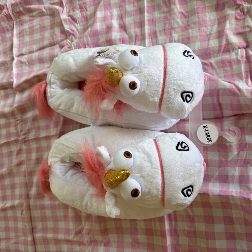 Unicorn Kids Slippers - White and Pink for kids 11,women’s 8-9